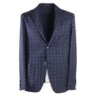 Roda Soft-Constructed Navy Blue-White Woven Check Wool-Silk Suit 40 (Eu 50)