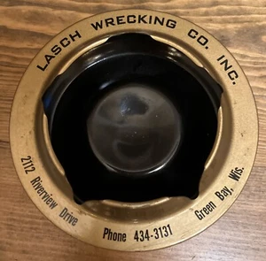 Cenicero vintage Lasch Wrecking Co. Inc. Green Bay, Wis. marrón metálico/dorado - Imagen 1 de 4