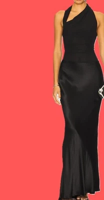 Maxi Vestido Bec + Bridge Negro Satén y Malla Halter - Reino Unido 8 Foto 1 de 3