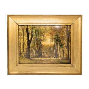 Wald im Herbst signiert Impressionist Öl auf Karton, 1887 - Bild 1 von 7