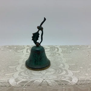 Vintage Messing Stechpalme und Beeren Glocke schön grün - Bild 1 von 7