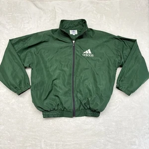 Vintage Adidas Jacket Men's M Solid Green Track Suit Full Zip 90s Windbreaker - Picture 1 of 11