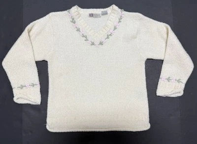 Suéter De Colección Gloria Desteñido Niña Talla 10/12 Niños Ropa Floral Bordado Lana Y2K Foto 1 de 4