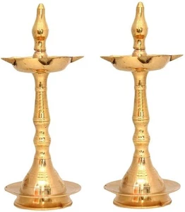 Brass Diya Kerala Samai Traditional Oil Lamp Deepak Lamp for Pooja Mandir Diwali - Picture 1 of 10