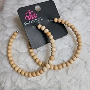 Paparazzi SHOULD HAVE, COULD HAVE, WOOD HAVE White HOOP Earring - Picture 1 of 2