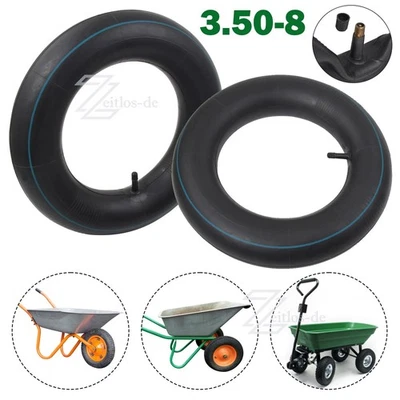 2 Schlauch 3,50-8 Schlauch 350-8 für Schiebkarren 3,50x8 Schubkarre GeradeVentil - Bild 1 von 4