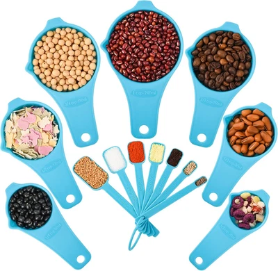 Measuring Cups and Spoons Set 15, Plastic 7 Measuring Cups and 7 Measuring Spoon - Image 1 of 4