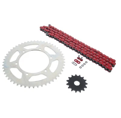 Cadena y piñón anillo tórico rojo plata 15/52 120L se adapta a Yamaha WR426F 2001-2002 Foto 1 de 4