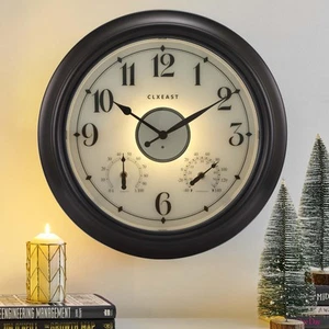 Illuminated Indoor Outdoor Clocks Waterproof 18 inch with Smart Sensor Large ... - Picture 1 of 9