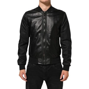 DOLCE & GABBANA Jacket Black Leather Nylon FullZip Blouson IT48/US38/M 2930usd - Picture 1 of 10