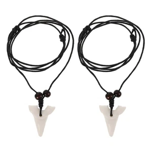 2 Pcs Haifischzahn Halskette Anhängerkette Für Männer Hai-Dekoration - Bild 1 von 12