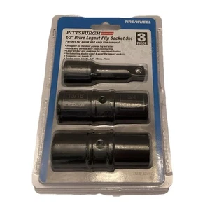 Pittsburgh 1/2" Drive Lugnut Flip Socket Set 3 pc Item #62491 NEW - Bild 1 von 2