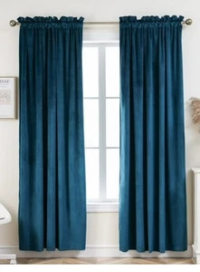 Pleasant Boulevard türkis Samt Vorhänge 52×95" 2er Set fehlt ein Bindeband - Bild 1 von 4