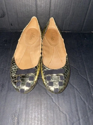 Zapatos planos de ballet Maloles hechos a mano 39/8,5 dorados de tela negra sin cordones España Foto 1 de 4