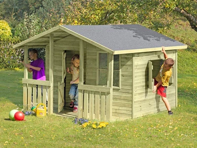 Kinderspielhaus Kindergartenhaus Spielturm Spielhaus Kinder Holz inkl. Veranda  - Bild 1 von 4
