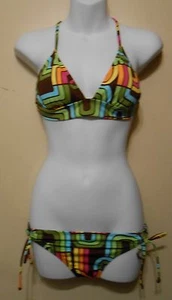 Roxy Junior Criss Cross Halter Lowrider Tie Bikini Swimsuit Coffee Small (S) - Picture 1 of 2
