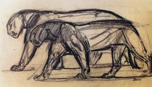Panther Sketch Woodcut Paul Jouve 1924 Art Deco Animal Study Archival Print - Picture 1 of 2