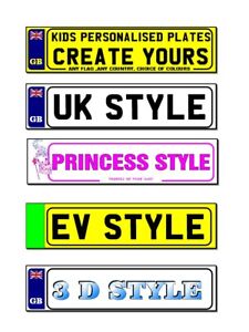 KIDS RIDE ON CAR/JEEP/BIKE 195mm x 55mm TWO personalised number plate stickers