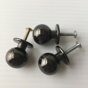 Vintage 6//8/" 7//8/" Black Colored Faceted Glass  Ball Drawer Pull Knob