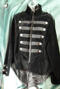 Unisex black velvet brocade Frockcoat Military Dark Star jacket.New.Size s-m /xl - Picture 1 of 6
