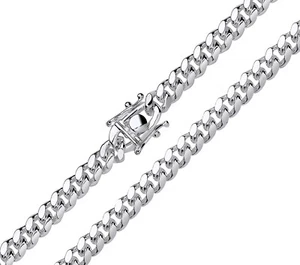 Sterling Silver 6mm Miami Cuban Curb Chain 16 18 20 22 24 26 30 inch Box Clasp - Picture 1 of 8