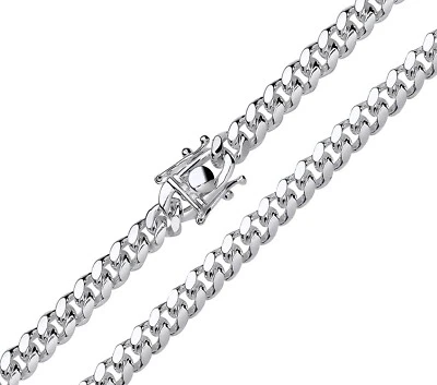 Sterling Silver 6mm Miami Cuban Curb Chain 16 18 20 22 24 26 30 inch Box Clasp - Image 1 of 4