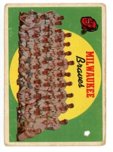 1959 Topps Set-Break #419 Milwaukee Braves Team poor - Picture 1 of 2