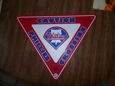 Philadelphia Phillies wall sign new vtg MLB caution sign  1996 - Image 1 of 4