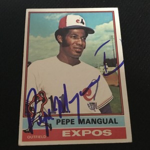 Autographed  1976  Topps Pepe Mangual