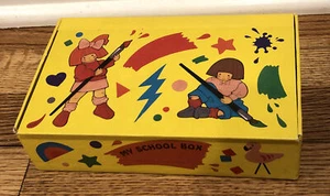 Vintage My School Pencil Box General Box Co. Cardboard Waycross Art Paint Yellow - Picture 1 of 6