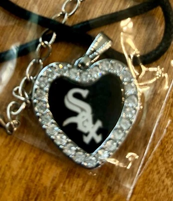 Chicago White Sox MLB Crystal Heart Necklace Touch Alyssa Milano Retired Design - Image 1 of 2