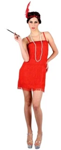 Adulto Rojo CHARLESTON FLAPPER Vestido Corto Elegante Showtime Damas Disfraz Reino Unido 6-24 - Imagen 1 de 7