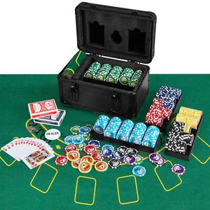 Texas Holdem Poker Chip Set w/600 Pieces Chips 2 Deck of Cards & Dealer Button - Picture 1 of 10