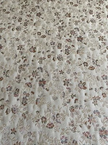 Vintage Sad Beige Floral Upholstery Fabric Small Print Mocha Brocade 47 x 56 - Picture 1 of 11