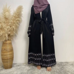 Moroccan Abaya Open Cardigan Islamic Long Robes Kimono Dubai Ramadan Dresses New - Bild 1 von 14