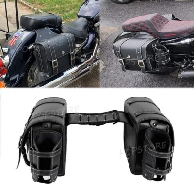PU Leather Saddlebag Saddle Bag For Yamaha V Star XVS 250 650 950 1100 Custom - Image 1 of 4