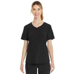Scrubstar Scrub Top Medium Women's Black V-Neck Core Essentials Sweetheart Solid - Picture 1 of 6