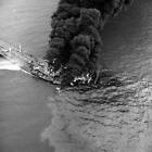 Flames And Smoke Coming From The Stern Of The Oil Tanker Pacif- 1970 Old Photo