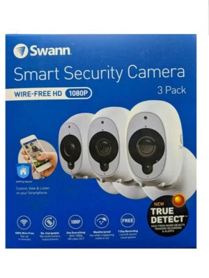 Swann Smart Security 1080P Battery Camera 3 pack + 2 Outdoor Stand *NEW* - Image 1 of 4