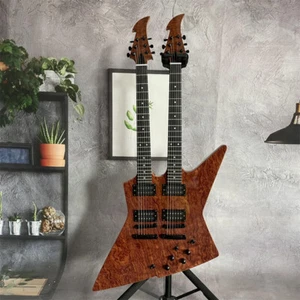 Maßgefertigte braune Palisander Doppelhals Explorer 6+6 Saiten E-Gitarre massiver Körper - Bild 1 von 9