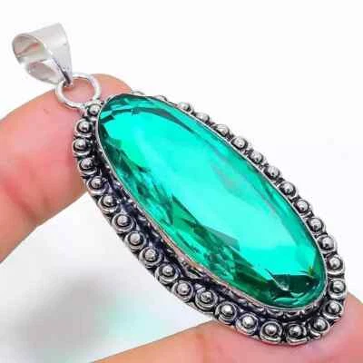 Colgante de plata esmeralda colgante de plata de ley 925 colgante de piedras preciosas esmeralda Foto 1 de 2