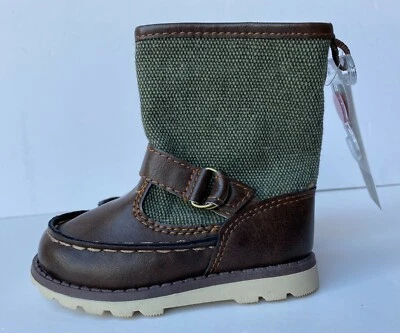 Botas Carter's Gavin marrom verde criança meninos 7 novos sapatos da moda com zíper novo com etiquetas - Imagem 1 de 4