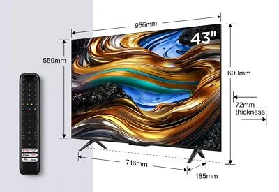 Smart TV 43 Pollici 4K Ultra HD Display LED Google TV Titanio 43P79B Tcl - Immagine 1 di 4