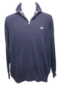 Lacoste Mens Long Sleeve 1/4 Zip Mock Neck Pullover Sweater Logo Blue Size 2XL - Picture 1 of 6