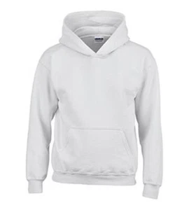 Gildan G18500B Heavy Blend Youth Hooded Sweatshirt - White- Large - Picture 1 of 1