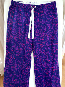 Gillian Omalley pajamas pants large l 100% cotton flannel weave purple blue