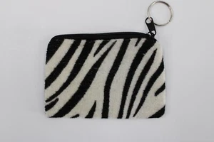 Kids Fabric Coin Purse with Keychain Ring Zebra Print Design Animal Fashion NWOT - Picture 1 of 5
