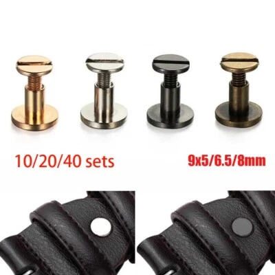 Flat Belt Screw Leather Craft Chicago Nail Brass Solid Rivet Stud Heads USA - Image 1 of 4