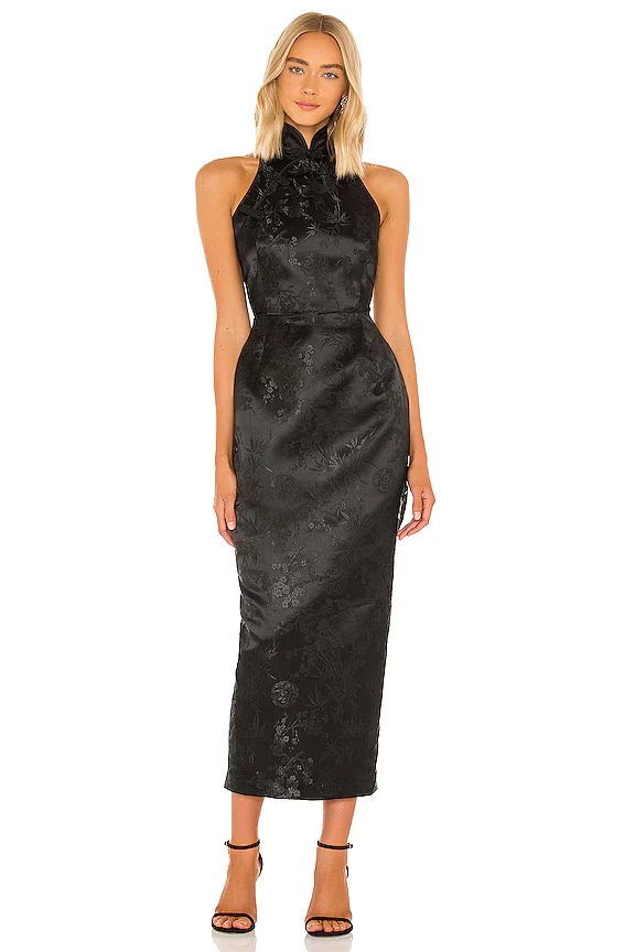 SAU LEE Jill китайский жаккард карандаш платье в черный 4 новый без ЯРЛЫКОВ $398 - Изображение 1 из 4