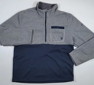 SPYDER Mens Large Half Zip Long Sleeve Pullover Sweater Pocket Gray Blue   - Picture 1 of 6